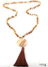 Boho Necklace, RH Amazonite Jasper, Circle Tassel Green White Natural Stone